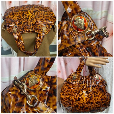 GUCCI ヒョウ柄バック Gucci Leopard Tortoise Shell Patent Leather Large Hysteria Bag