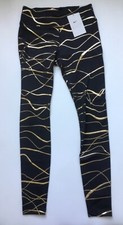 Nike Women's Icon Clash Fast Running Tights DM1511 010 Black/Metallic Gold Small