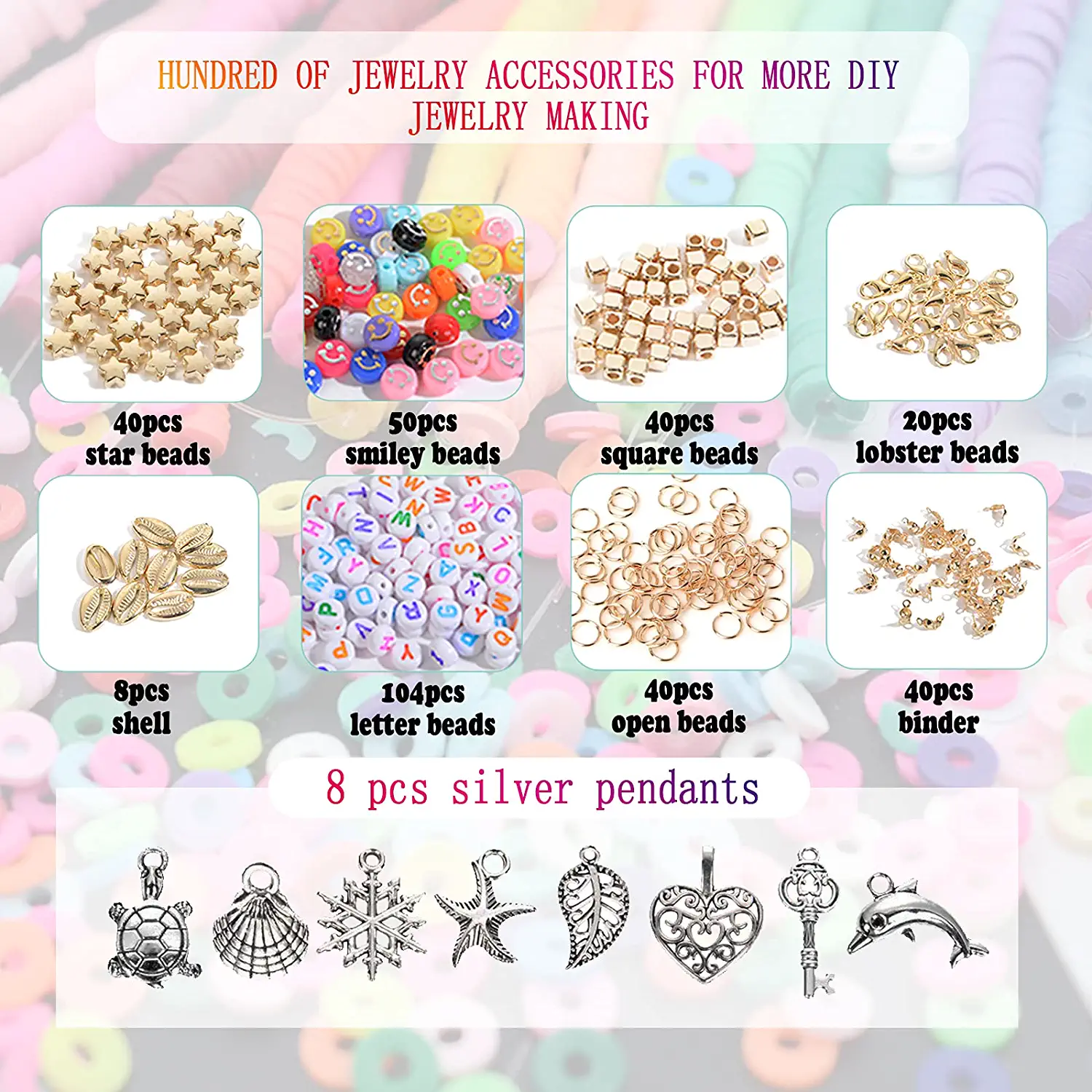 4900 Pcs Clay Beads for Bracelets Making Kit, Flat Round Polymer Clay Beads  for Jewelry Making Kit with Letter Beads and Smiley Face Beads for  Bracelets Beads w…