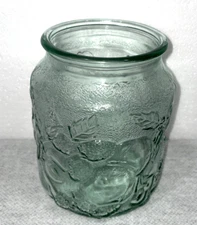 Libbey Vintage Green Glass Fruit Jar Canister Embossed Storage Retro