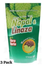 3 Pack. Nopal y Linaza  Seed y Nopal  100% Natural 1 LB. FIBRA DerivadoNaturales