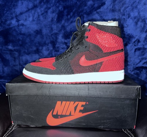 Nike Air Jordan 1 Retro High OG Flyknit Bred 919704-001 Mens 8 Women’s 9.5 - Picture 2 of 16