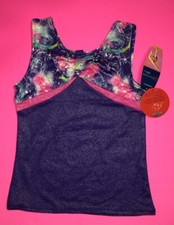 DANSKIN FREESTYLE PERFORMANCE DANCE GYM TANK TOP GIRLS Purple -Multi Sz10-12 NWT