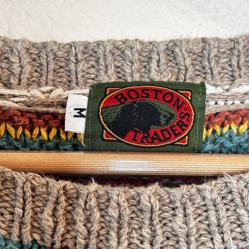 Vintage 90s Boston Traders Mens Grunge Multicolor Sweater Size M Chunky - Picture 2 of 10