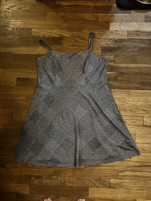slim fit dress slacks bhme McKenna Plaid Mini Dress in Grey Size XL, Non Stretch Material