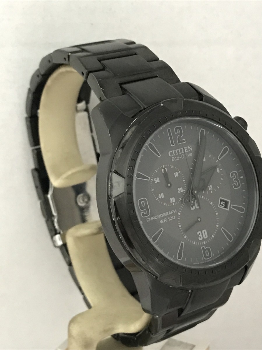 Citizen Men's Eco Drive Chronograph Black ION Platted Bracelet