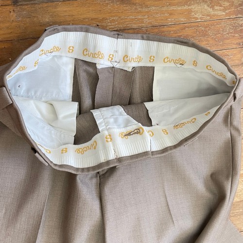 Vintage 1960s Mens Pants Size 36x29 Taupe Brown Polyester Knit Trousers 36 Waist - Picture 5 of 5