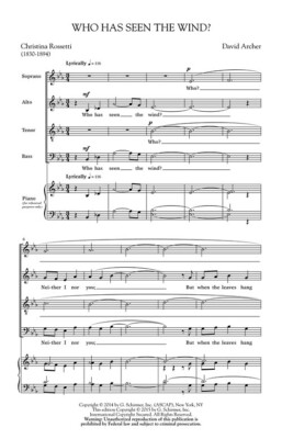 Who Has Seen the Wind? Choral SATB divisi a cappella David Archer