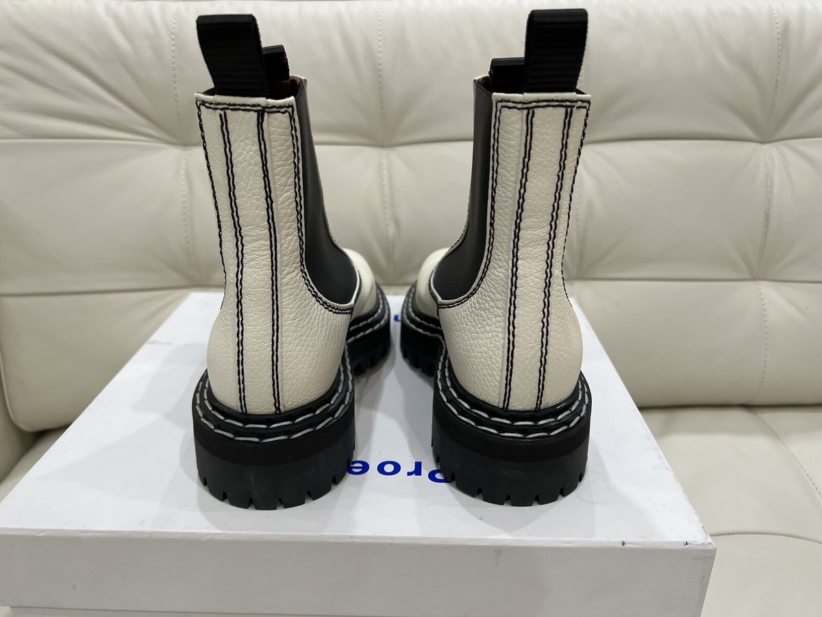 Proenza Schouler Chelsea Lug Sole Combat Boot White Calf Proenza Schouler Chelsea Lug Sole Combat Boot White Calf