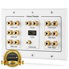 7.1 Surround Home Theater Speaker Wall Plate Banana Binding Post HDMI Port 3Gang