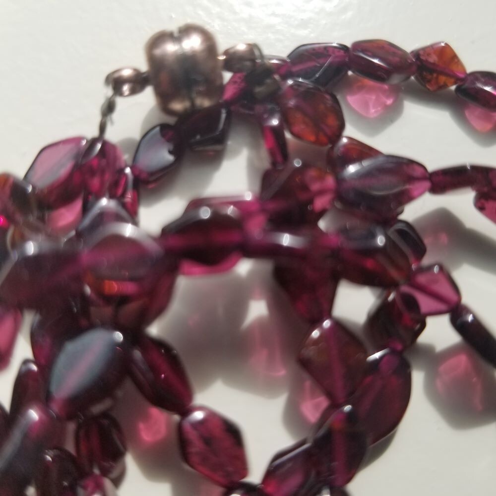 Garnet Beaded Necklace Double String Perfect Colo… - image 3