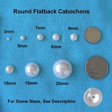 White Half Round Cabochons Flatback Faux Pearl Various Sizes HQ Scrapbook