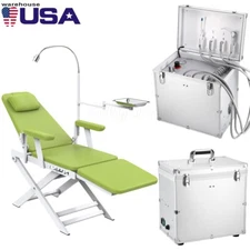 Portable Dental Delivery Unit Air Compressor Syringe Suction/Chair 4 Hole Green