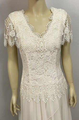 Jessica McClintock Bridal Prairie Cottage Lace Crochet Pearl Wedding Dress 5/6 - Picture 2 of 23