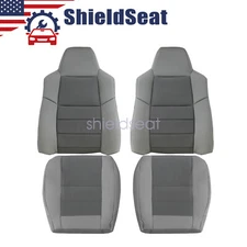 For 03-07 Ford F250 F350 Driver & Passenger Cloth Bottom & Top Seat Cover - Gray