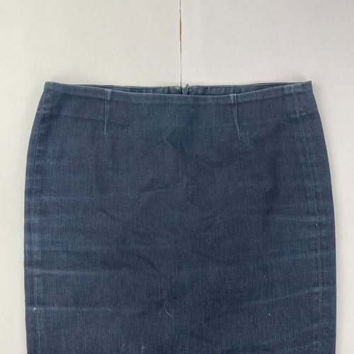 UNIQLO Skirt 10 Blue Midi Pencil Denim Cotton Blend Knee Length - Picture 3 of 9