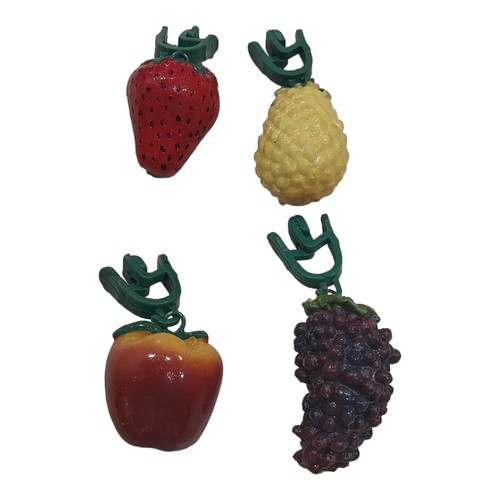 Vintage Fruit Picnic Tablecloth Weights Heavy Clips Set Of 4 Pineapple Grape