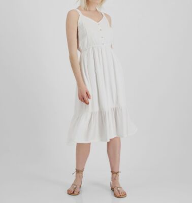 $59 Jamie & Layla Women's White Crochet V-Neck Button-Up Dress Petite Size PXL