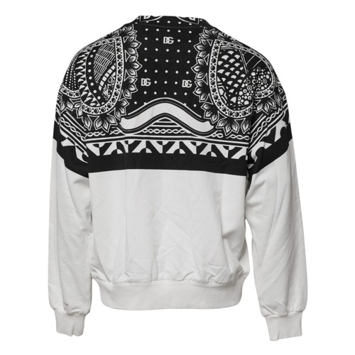 DOLCE & GABBANA Sweater White Black Print Cotton Sweatshirt IT50/US40/L 1130usd - Picture 3 of 8