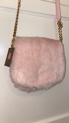 VINTAGE Y2K JUICY COUTURE BABY PINK RABBITS FUR CROSSBODY BAG NEW - Main Image