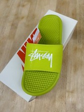 Stussy X Nike Benassi Sandals Bright Catus Green CW2787 001 Men's Size US 8
