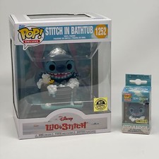 Funko Pop STITCH IN BATHTUB 6 INCH POP + KEYCHAIN Exclusive Disney Lilo & Stitch
