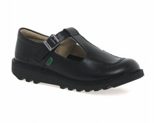 Kickers Kick T Y T Bar Cuero Niñas Zapatos Negro Escuela Trabajo Zapatos