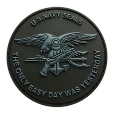 US Navy Seals The Only Easy Day Was Morale Hook Patch (3D PVC Rubber 3.0 inch) 