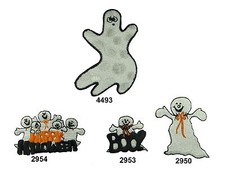 Halloween Ghost w/Happy Halloween Word Embroidery Iron On Applique Patch