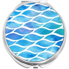 Blue Wavy Pattern Compact with Mirrors - Perfect for your Pocket or Purse