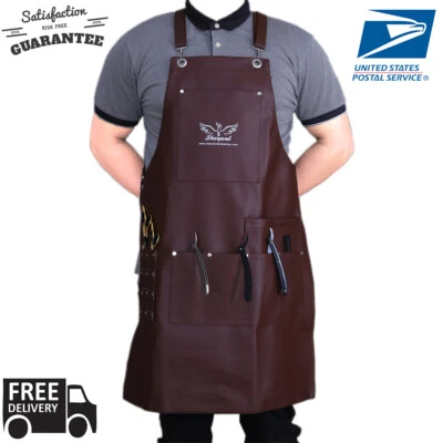 SHARPEND New Professional Brown Leather Hairdressing Barber Apron Cape Barber Hairstylist