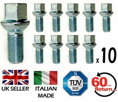 16 X M14X1.5 Radio Aleación Pernos De Rueda Negro 4 Cerraduras 30mm Para Vw Passat Caddy