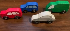 Lot of 4 Melissa and Doug Color Wooden Cars On Wheels Toys