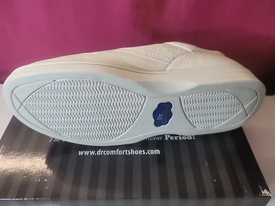 Zapatillas deportivas Dr Comfort Endurance ajustables de cuero blanco sin cordones para hombre 9 Foto 2 de 4