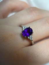 Natural AAA Amethyst Solitaire 925 Sterling Silver
