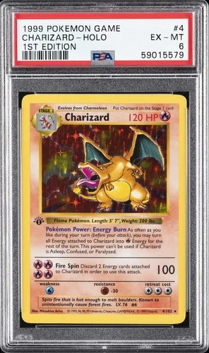 1999 POKEMON GAME 1ST ED #4 CHARIZARD-HOLO PSA 6