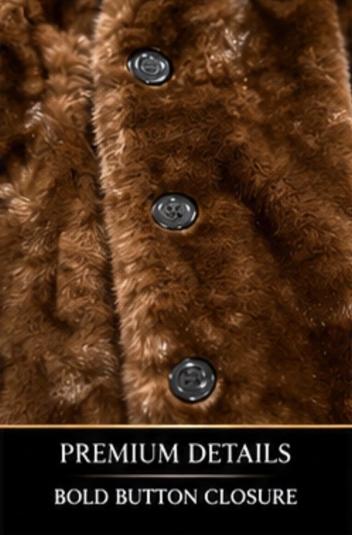 Russian Mink Style Coat Men M Rich Chestnut Brown elegant standout Buttons new - product detail image 4