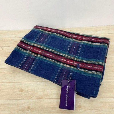 Ralph Lauren Half Throw Blanket Cotton Plaid Check Pattern 27.5'' x 39''