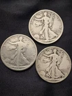 1921 P, D, S Walking Liberty Half Dollars in Fine condition set of Key Dates