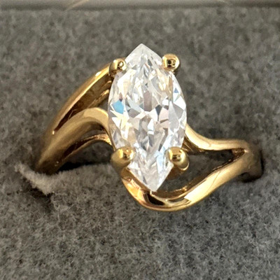 Solitär Verlobungsring 14 Karat Gelbgold-Finish 2,00 Kt Marquise Weiß Diamant