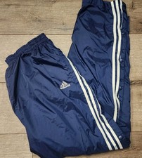 VTG Adidas Track Pants Mens Large Blue Stripe Snap Tear Away Lined 90s Baggy