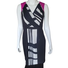 Calvin Klein Neon Graphic Sleeveless Dress Sz XS Color Pop Art To Wear Modern 