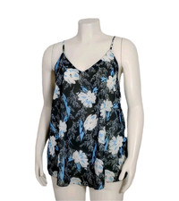 Zeagoo Tank Top Large L NWOT Blue Floral Sleeveless Adjustable Strap Cami
