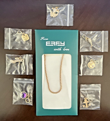 Official EFFY Necklace and Set of 7 Charms. Gold Plated New in original package