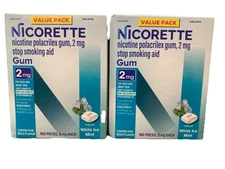 2 Nicorette 2 mg Nicotine Stop Smoking Aid Gum, White Ice Mint 160 Ct Exp 4/27