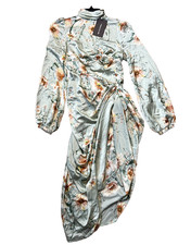 NWT PrettyLittleThing Womens Sage Floral Romantic Midi Dress Size US 8 Occasion
