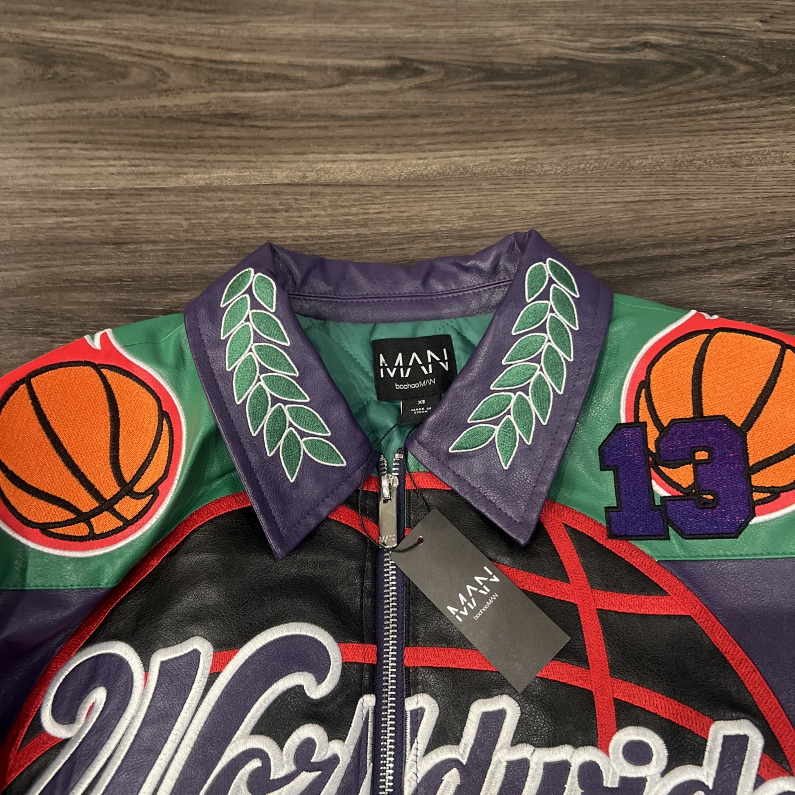 BooHoo MAN Limited Edition Boxy Fit Worldwide 2013 Varsity Jacket US Size XS