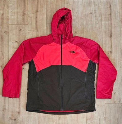 Neuwertige The North Face Stratos Regenjacke in Rot und Schwarz XXL.