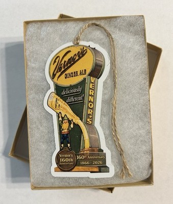 Vernor s 160th Anniversary Limited Edition Metal Die-Cut Ornament In Box
