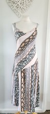 Ladies Selfridge Pink Grey Snakeskin Animal Print Strappy Midi Dress Size 10